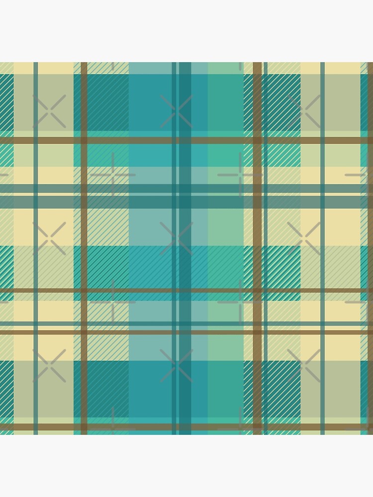 early summer plaid in calming cream, beige and turquoise seamless pattern by nobelbunt