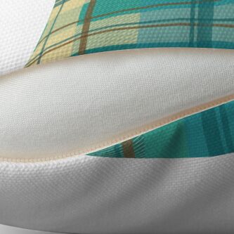 Alternate view of early summer plaid in calming cream, beige and turquoise seamless pattern Throw Pillow