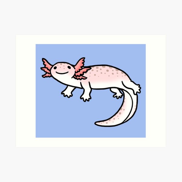 Cute Smiling Axolotl Salamander Art Print By Ashleyveldhuis Redbubble