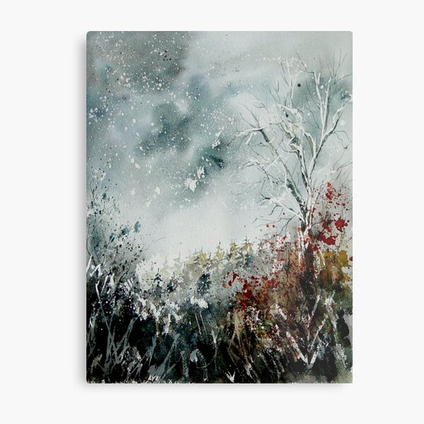 snowy landscape watercolor Metal Print