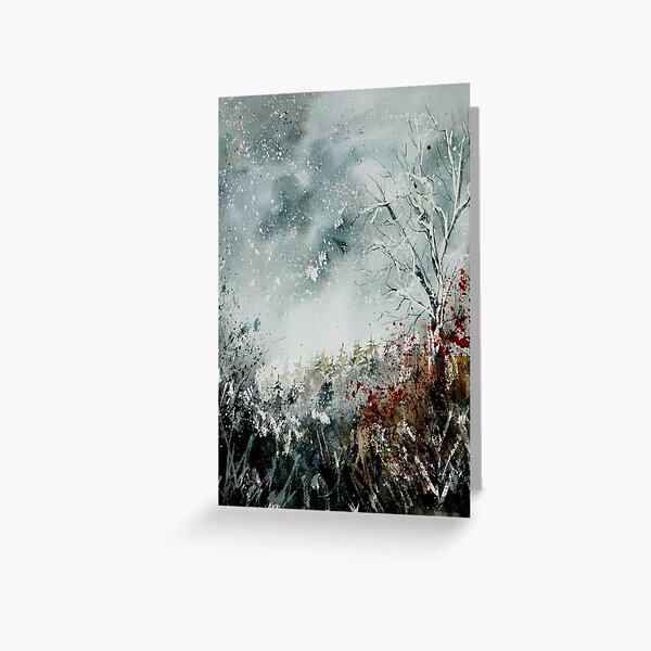 snowy landscape watercolor Greeting Card