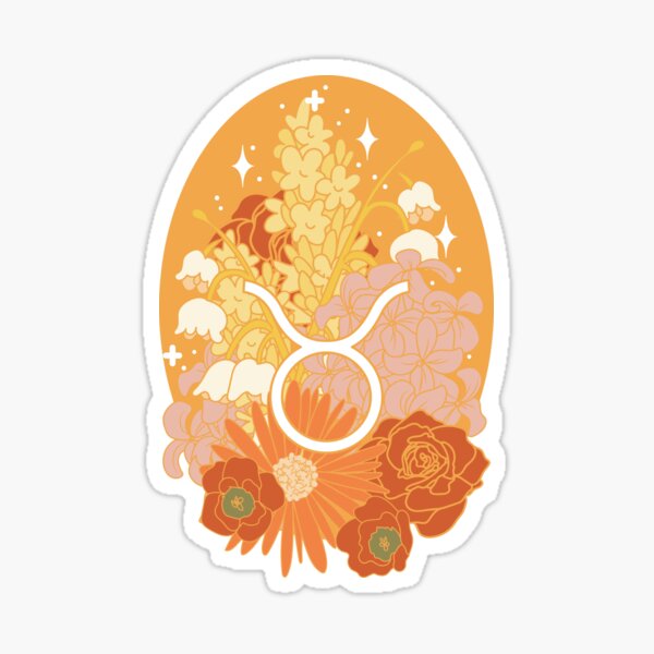 Taurus Flowers - ORANGE Sticker