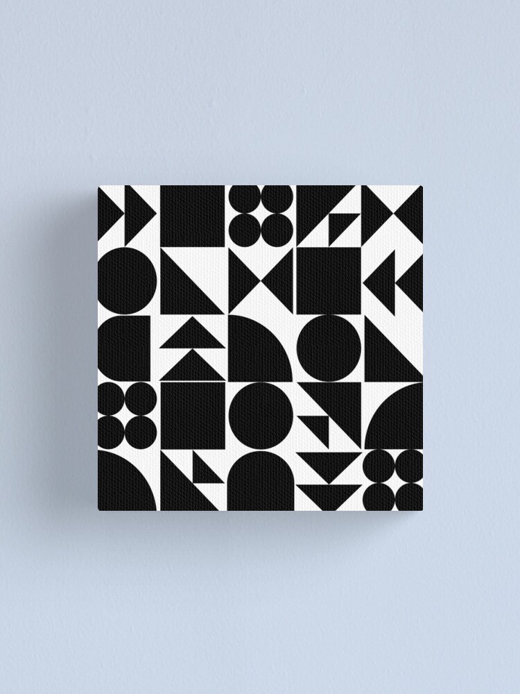 "Mid Century Modern Bold Geometric Shapes in Black and White" Canvas