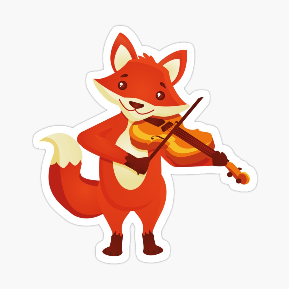 Funny fox playing music with violin