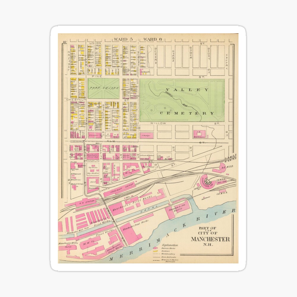Manchester Nh Ward Map Vintage Map Of Manchester Nh (1892) (2)" Poster By Bravuramedia | Redbubble