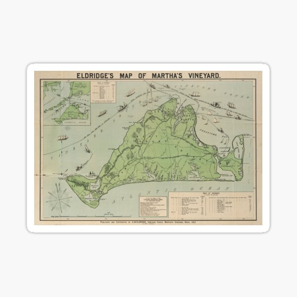 Item preview, Vintage Map of Marthas Vineyard (1913) designed and sold by BravuraMedia.