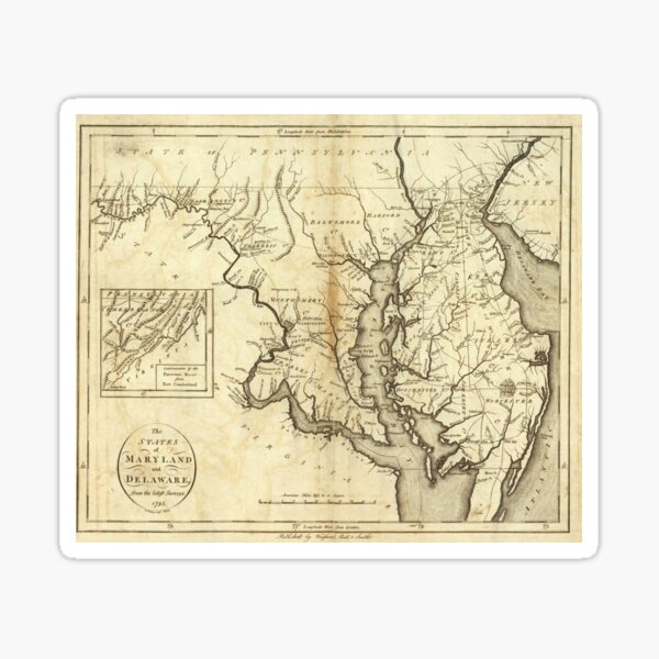 Item preview, Vintage Map of Maryland (1796)  designed and sold by BravuraMedia.