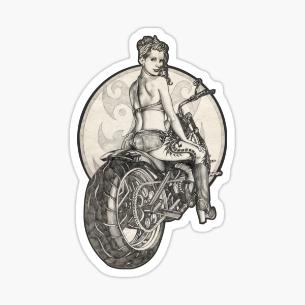 4183 W Vintage Biker t-shirt Harley-Oldtimer-motivo motocicleta garaje pinup Girl 