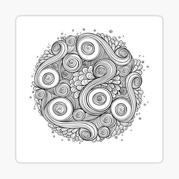 White and black doodle mandala Sticker