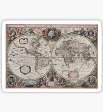 Vintage Map of The World (1630) Sticker
