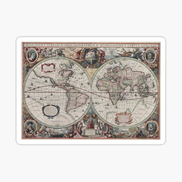 Vintage Map of The World (1630) Sticker