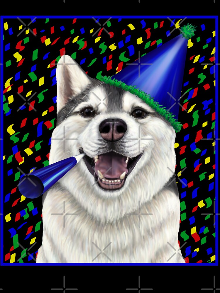 Celebration Husky dog in a party hat shirt