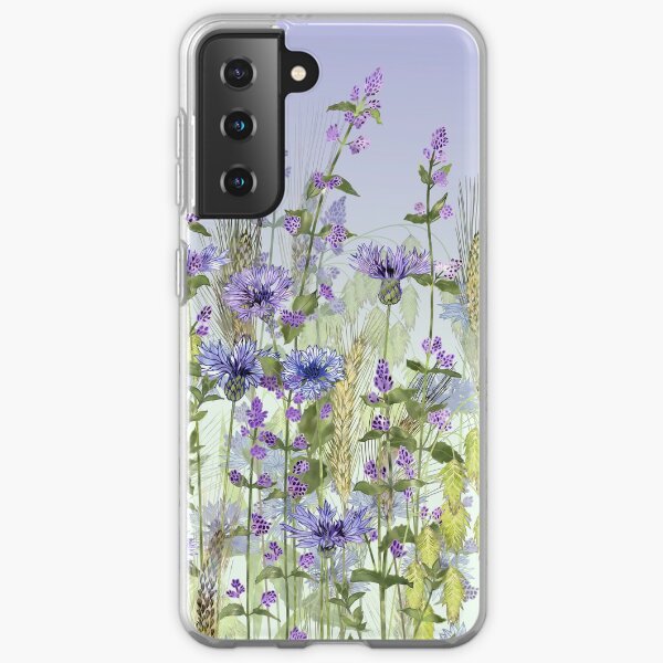 Blue Flower Field - Cornflowers, Catmint & Wheat Ears Samsung Galaxy Soft Case