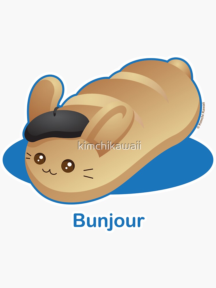Bunjour - Cute French Bread Bunny Pun by kimchikawaii
