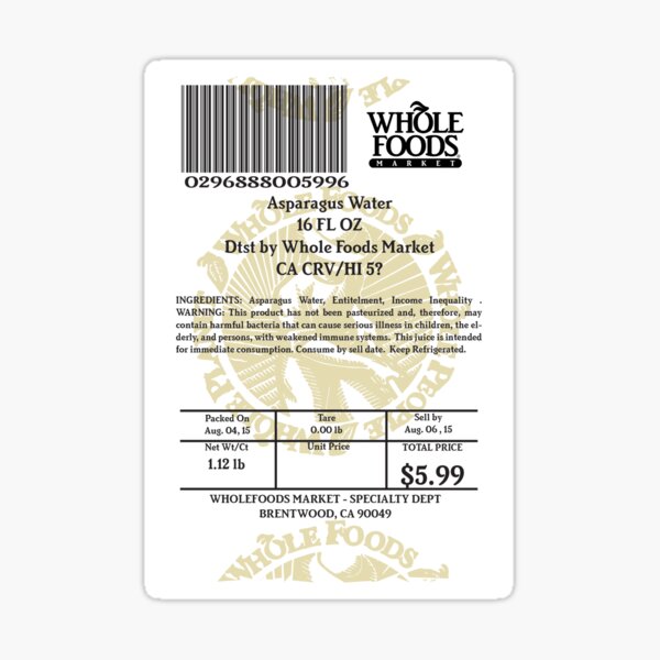 WHOLEFOODS: Asparagus Water Sticker
