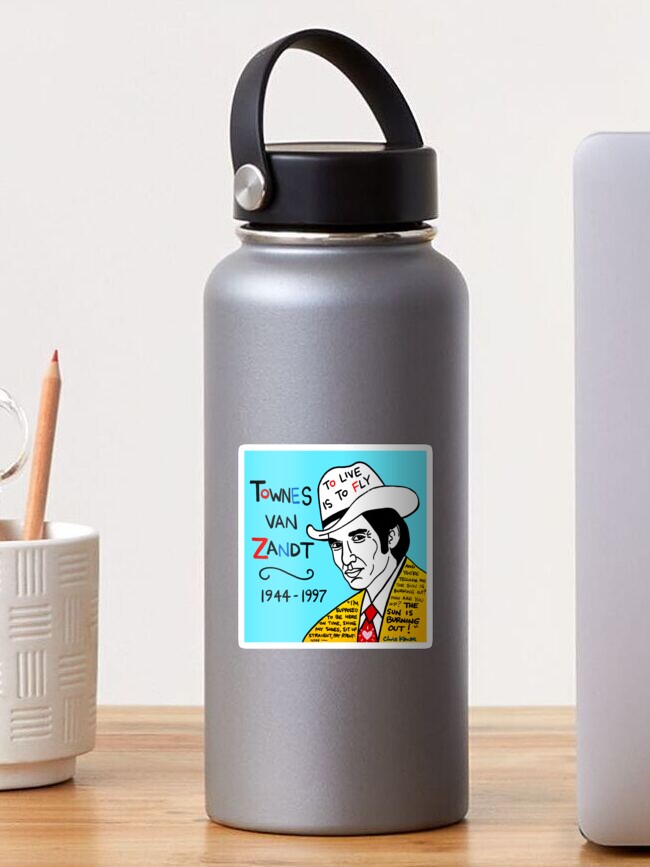 Thumbnail 1 of 3, Sticker, Townes van Zandt Pop Folk Art designed and sold by krusefolkart.