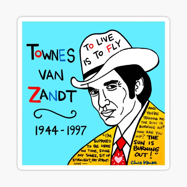 Townes van Zandt Pop Folk Art Sticker