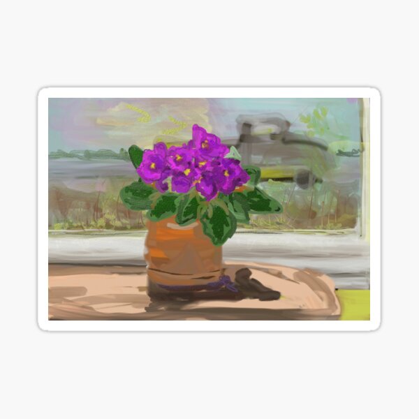 African Violet and view from window. Sticker