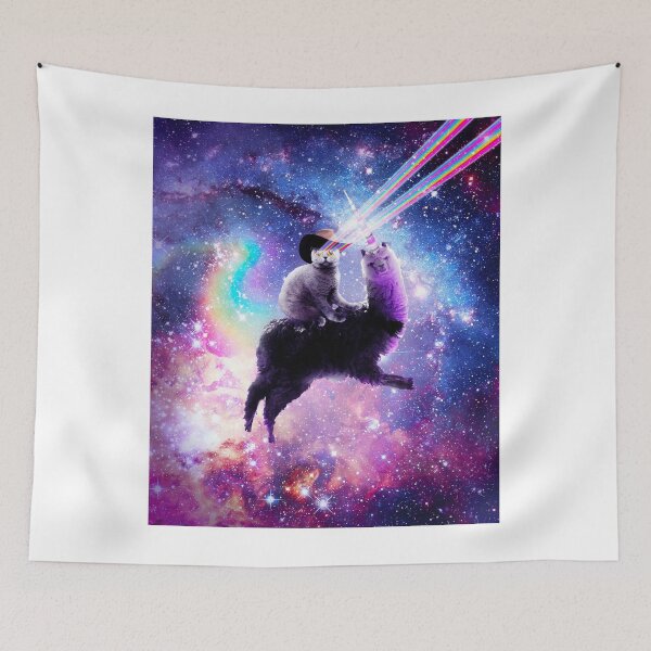 Item preview, Laser Eyes Outer Space Cat Riding On Llama Unicorn designed and sold by SkylerJHill.