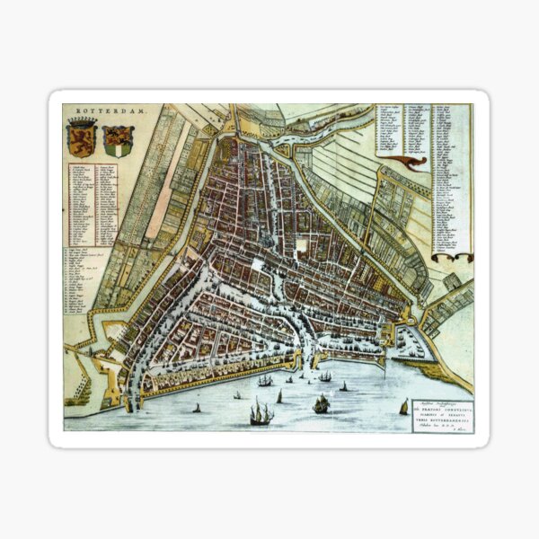 Vintage Map of Rotterdam Netherlands (1649) Sticker