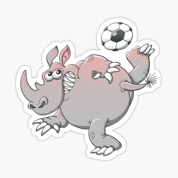 A Rhinoceros is the New Star of Soccer Sticker