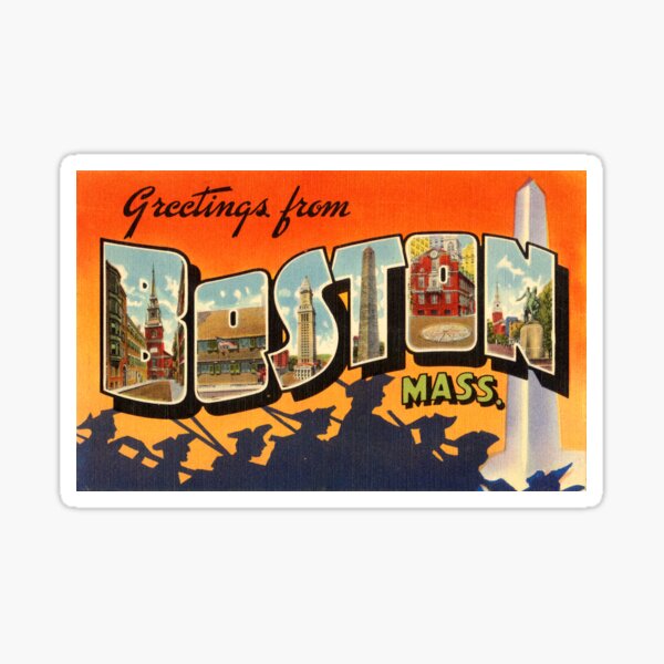 Boston Vintage Travel Postcard Restored Sticker