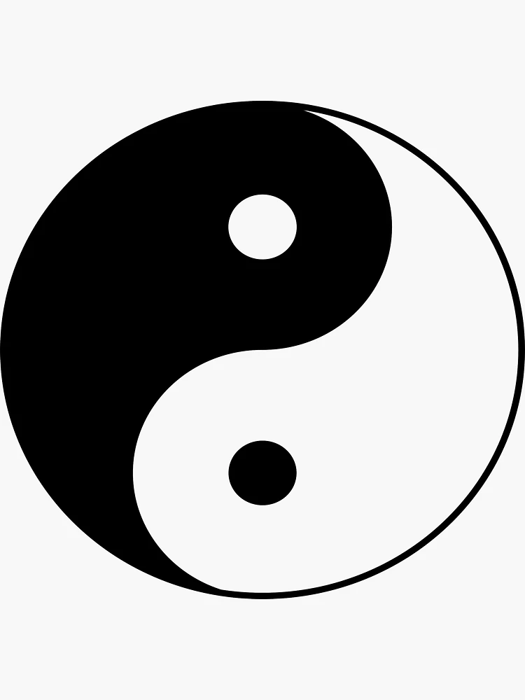 90's Grunge Hippie Peace Black and White Ying Yang Symbol | Sticker