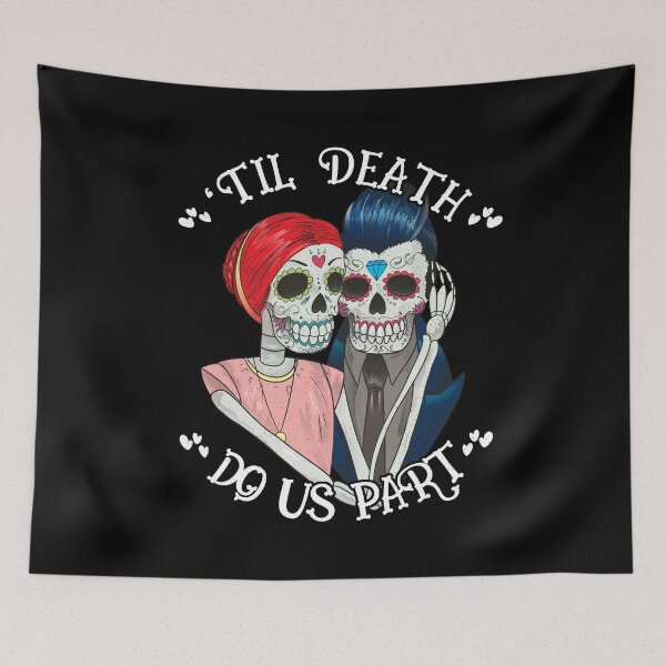Item preview, Dia De Los Muertos Couple TILL DEATH DO US PART Sugar Skull Couple Wedding designed and sold by nvdesign.