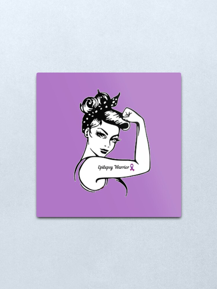 Alternate view of Epilepsy Awareness - Epilepsy warrior quote - Positive Vibes- Epilepsy Support for strong women and girls fighting epilepsy - November is Epilepsy Awareness Month Metal Print