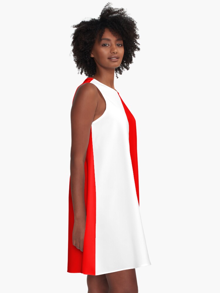 half red half white dress