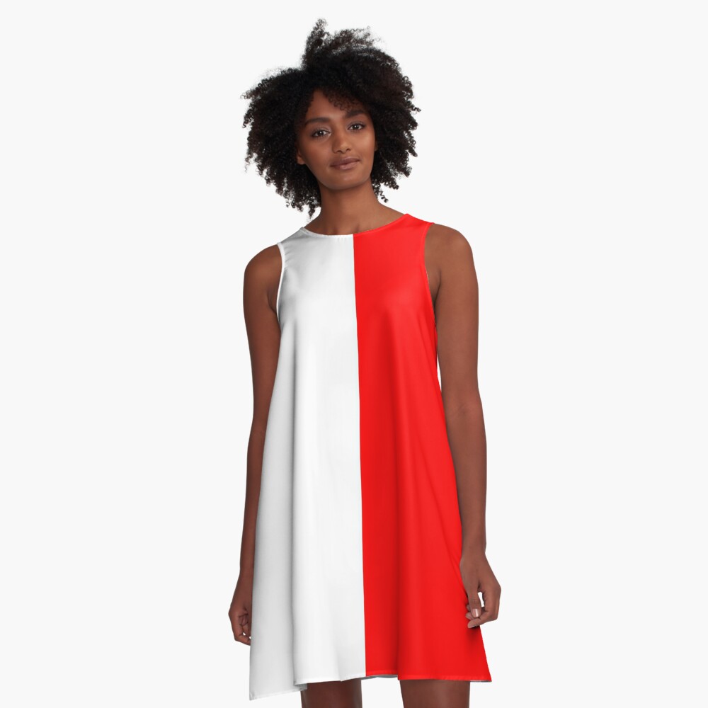 half red half white dress