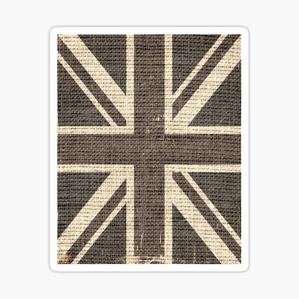 "Vintage Britain Flag Burlap Rustic Jute" Sticker for Sale by enhan