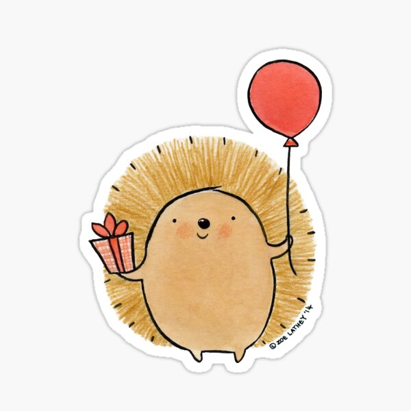Happy Birthday Hedgehog Sticker