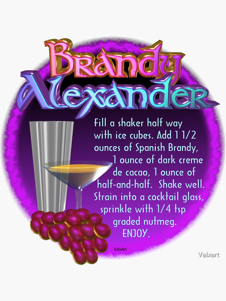 "Brandy Alexander recipe by Valxart " Sticker for Sale by Valxart