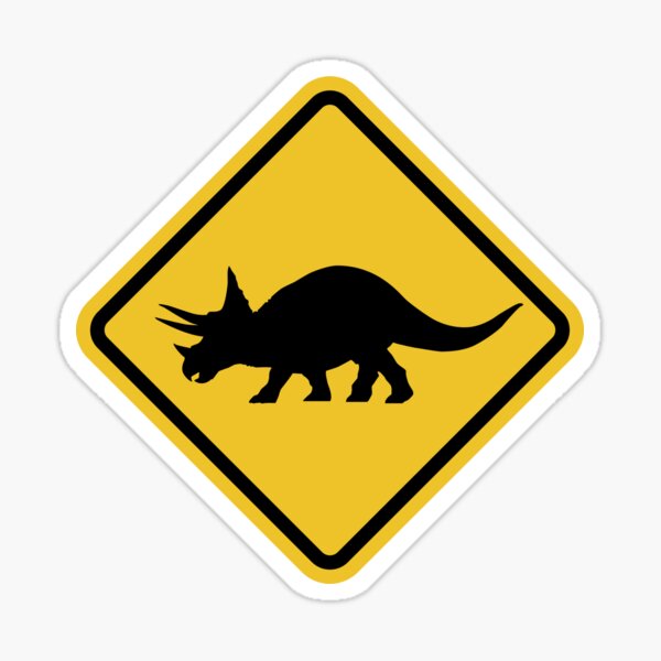Item preview, Beware of Triceratops Road Sign designed and sold by eZonkey.