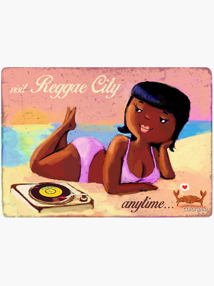 Thumbnail 3 of 3, Sticker, Reggae Girl on The Beach designed and sold by colonelle.