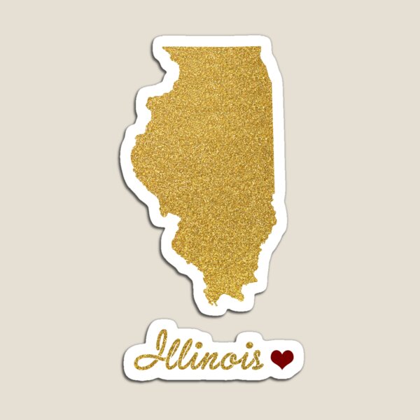 Gold Illinois map Magnet