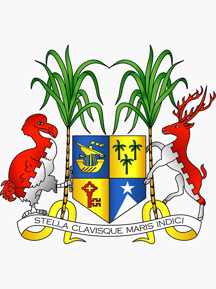 Pegatina «Escudo de armas de Mauricio» de abbeyz71 Redbubble