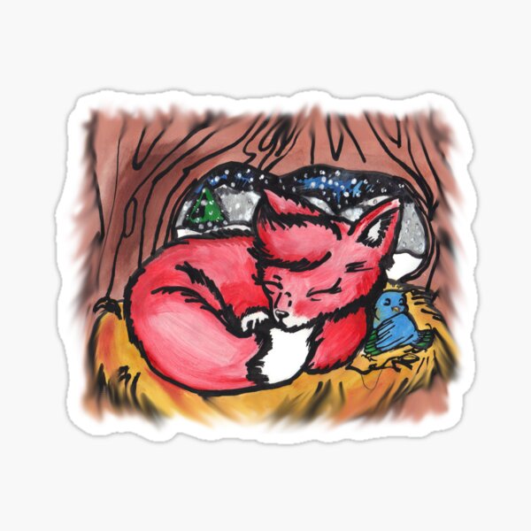 Fox & Bird Sticker
