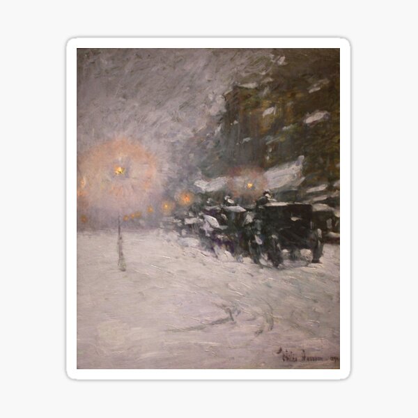 Winter, Midnight - Childe Hassam Sticker