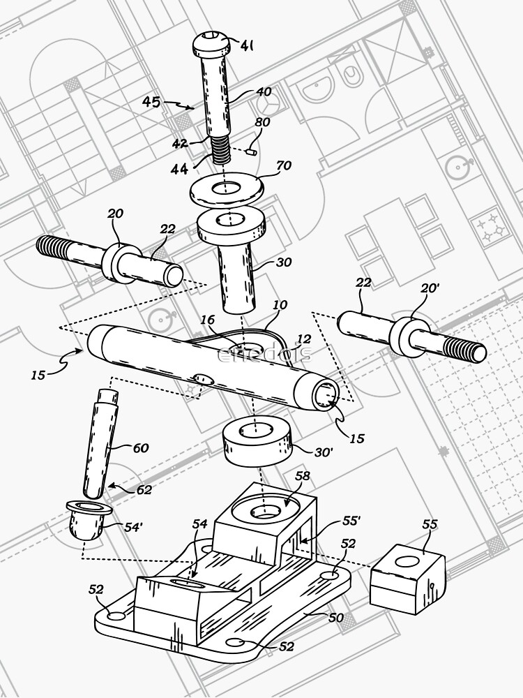 "Skate Truck Blueprint" Sticker by enedois Redbubble