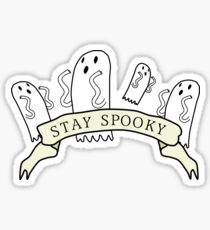 'Stay Spooky' ghost banner black design Sticker