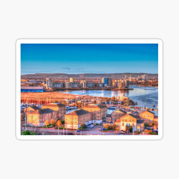 Cardiff Bay from Penarth - painterly style Sticker