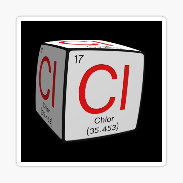 Chemical Periodic Table Style Tile Cl Chlor Deutches German Cubed