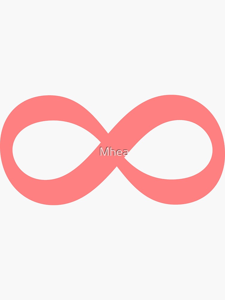 Coral and white infinity eternity forever symbol Sticker for Sale