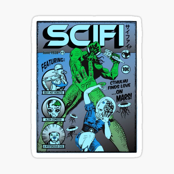 Cthulhu en la portada de SCIFI Pegatina