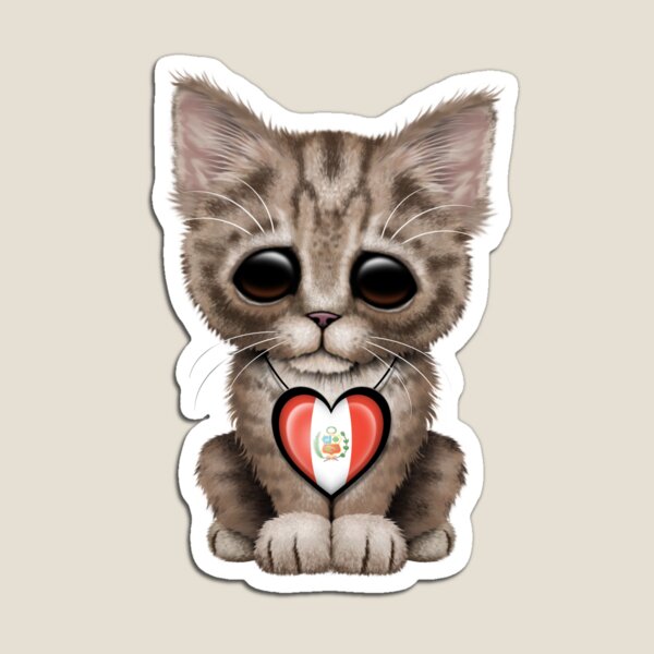 Item preview, Cute Kitten Cat with Peruvian Flag Heart designed and sold by JeffBartels.