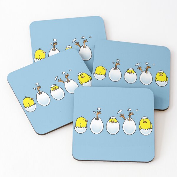 Item preview, Five Yellow Spring Chicks Hatching from White Eggs designed and sold by CleverPencil.