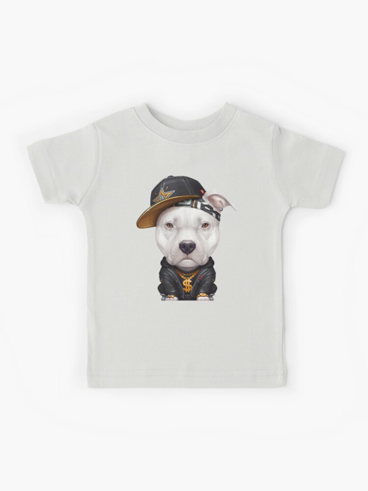 Camiseta Para Ninos Pit Bull Terrier Hip Hop Super Star Blanco De Anmlz Redbubble