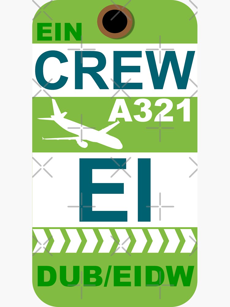 Thumbnail 3 of 3, Sticker, EI Airbus A321 Crew Dublin designed and sold by AvGeekCentral.